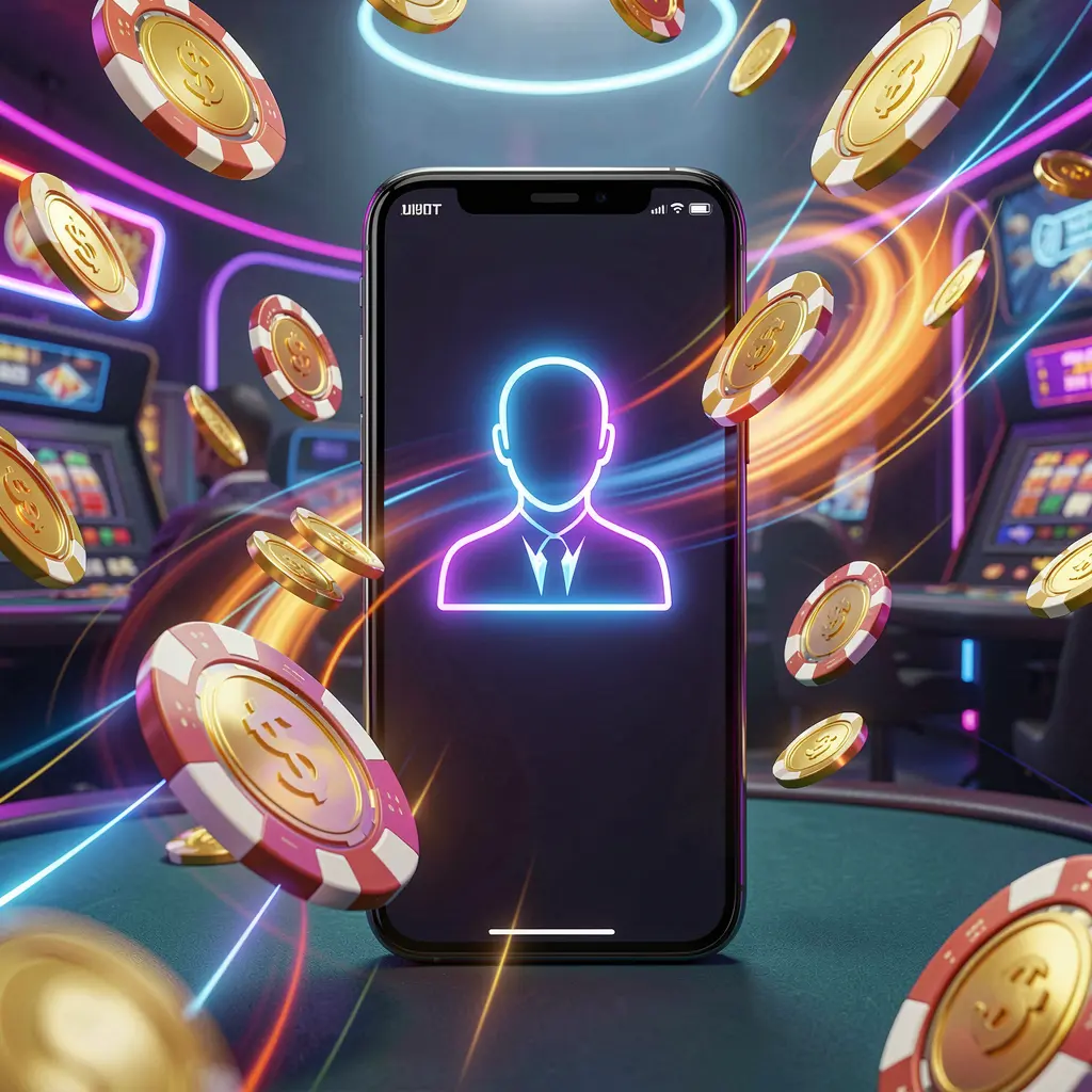 POGI888 fast casino login banner featuring a smartphone with a bright user icon, speed light trails, and golden coins and chips flying around in a modern neon casino style